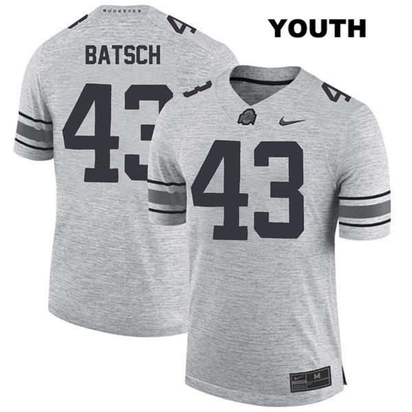 Ohio State Buckeyes Youth Ryan Batsch #43 Gray Authentic Nike College NCAA Stitched Football Jersey PH19H25ME
